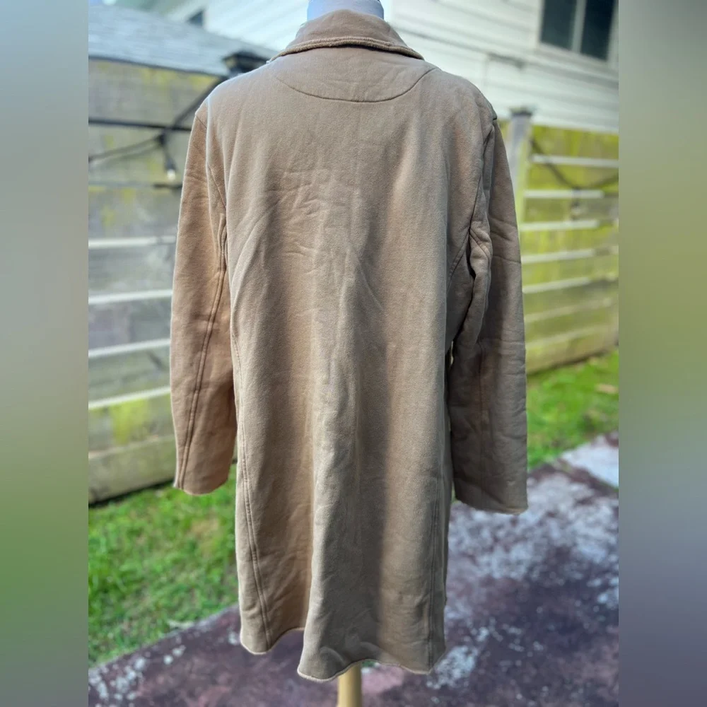 Frank & Eileen $398 Belfast Trench Coat Large Brown Triple Fleece FALL - Picture 3 of 8